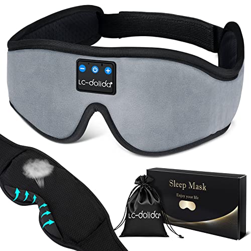 Sleep Mask with Bluetooth Headphones,LC-dolida Sleep Headphones Bluetooth Sleep Mask 3D Sleeping Headphones for Side Sleepers Best Gift and Travel Essential (Grey)