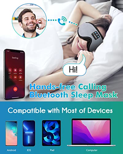 Sleep Mask with Bluetooth Headphones,LC-dolida Sleep Headphones Bluetooth Sleep Mask 3D Sleeping Headphones for Side Sleepers Best Gift and Travel Essential (Grey)