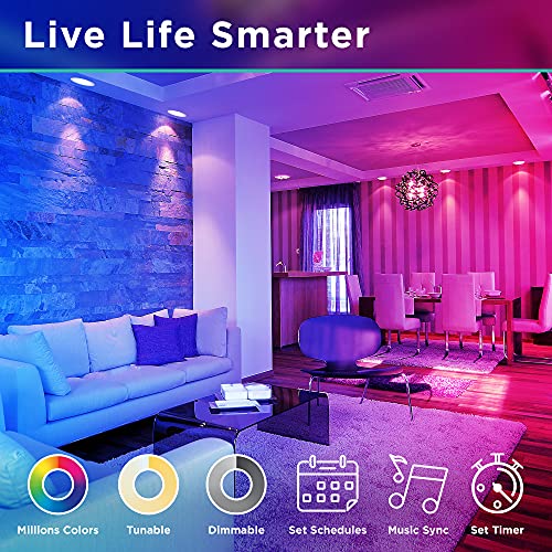 iHome Spectra Smart Color Light Bulbs, 1100 Lumens 10W (75W Equivalent), BR30 E26, Tunable Music Sync RGBWW WiFi Smart Bulb, No Hub Required, Works with Alexa and Google Home, 4 Pack