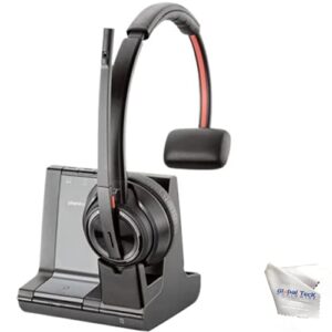 global teck worldwide gtw poly savi 8210 office bluetooth wireless dect single-ear headset – connects to deskphone, pc/mac – works with teams, zoom, ringcentral, 8×8, vonage, microfiber included