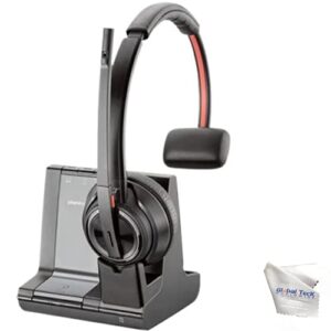 Global Teck Worldwide GTW Poly Savi 8210 Office Bluetooth Wireless DECT Single-Ear Headset - Connects to Deskphone, PC/Mac - Works with Teams, Zoom, RingCentral, 8x8, Vonage, Microfiber Included