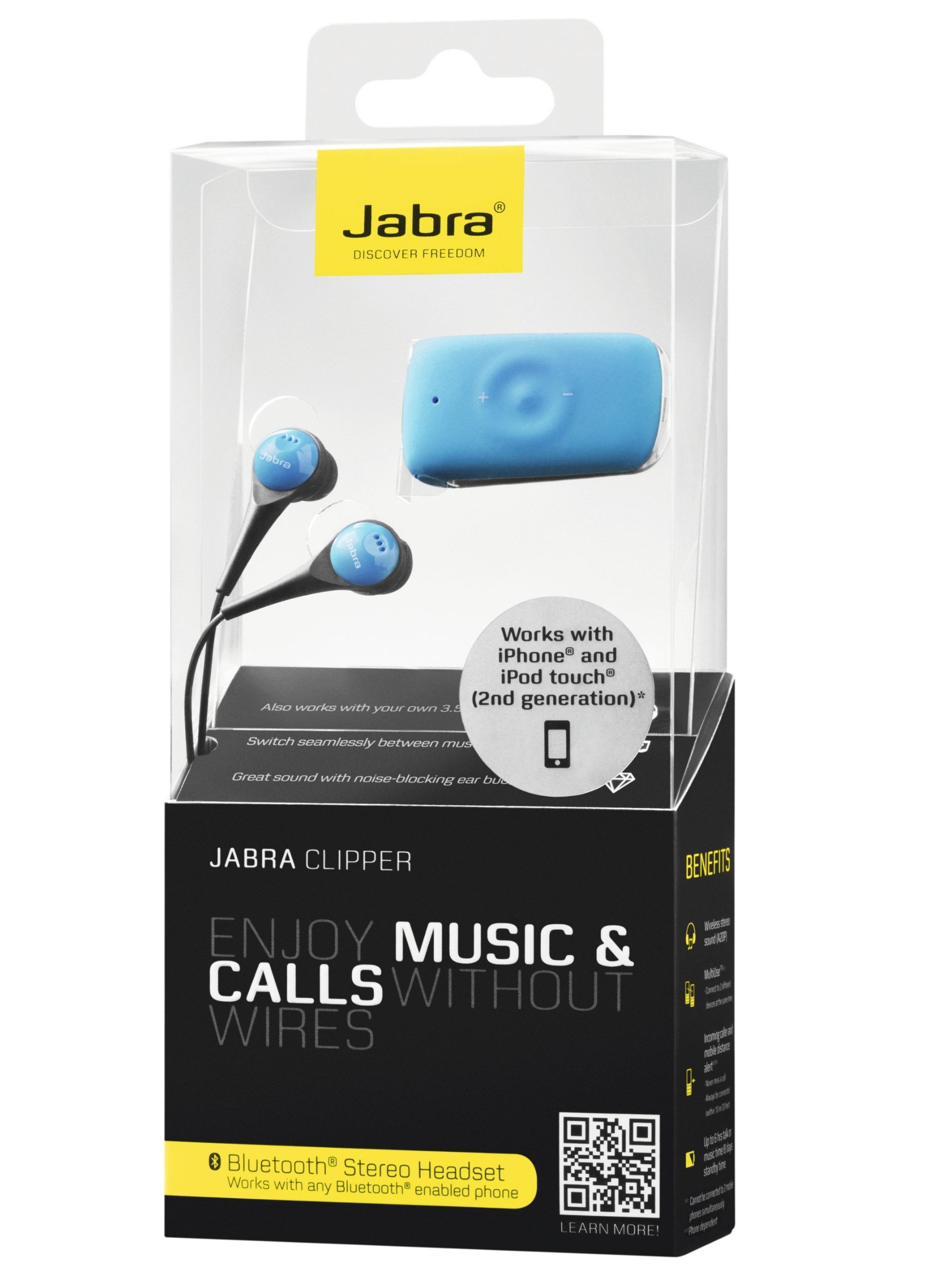 Jabra CLIPPER Bluetooth Stereo Headset - Retail Packaging - Turquoise (Discontinued by Manufacturer)