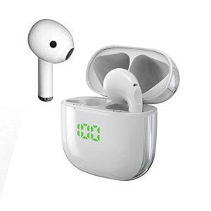 top true wireless earbuds bluetooth headphones touch control with wireless charging case ipx5 waterproof tws stereo earphones in-ear built-in mic headset premium deep bass for sport white