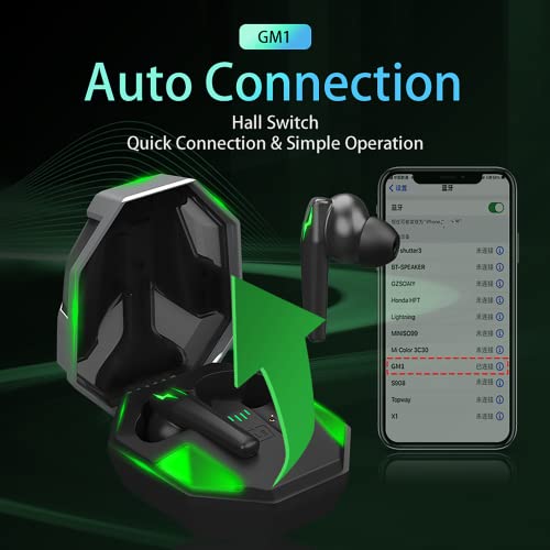 Gaming Earbuds, Bluetooth 5.0 Wireless Gaming Earbuds with 45ms Ultra Low Latency HI-FI Stereo, Gaming in-Ear Earbuds with Game/Music Modes, Gaming Earbuds with Deep Bass for Gaming, Home, Office