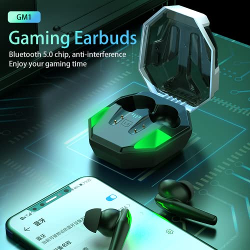 Gaming Earbuds, Bluetooth 5.0 Wireless Gaming Earbuds with 45ms Ultra Low Latency HI-FI Stereo, Gaming in-Ear Earbuds with Game/Music Modes, Gaming Earbuds with Deep Bass for Gaming, Home, Office