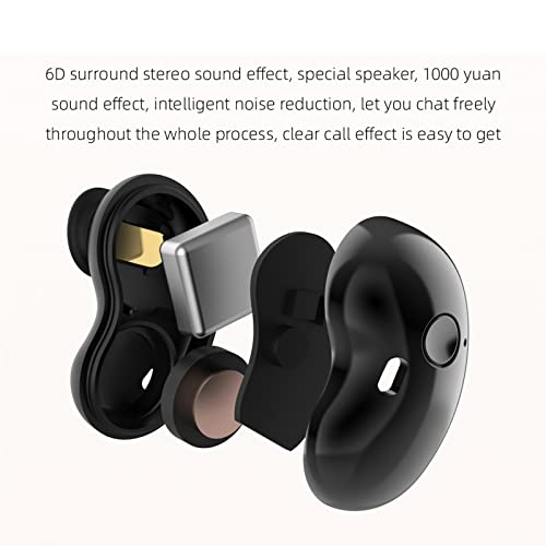  Auto Pairing Wireless Earbuds Bluetooth 5.1 in Ear Light-Weight Headphones Built-in Microphone 6d Immersive Premium Stereo Sound with Charging Case Sports Games Headset 1Pc (Black)