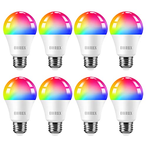 OHLUX Smart WiFi Light Bulbs, 900LM 10W (100W Equivalent) Compatible with Alexa Google Home Siri, WiFi Color Changing LED Light Bulbs, 16 Million DIY RGB Light Bulbs, A19 E26 8Pack