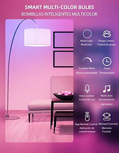 OHLUX Smart WiFi Light Bulbs, 900LM 10W (100W Equivalent) Compatible with Alexa Google Home Siri, WiFi Color Changing LED Light Bulbs, 16 Million DIY RGB Light Bulbs, A19 E26 8Pack