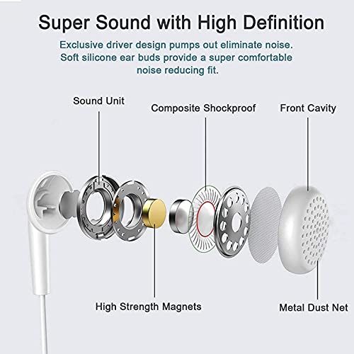 Wired Earphones Hi-Fi Sound Headphones Handsfree Mic Headset Earbuds Compatible with Alcatel 3V (2019) - 7 - Jitterbug Smart 2 - REVVL 2