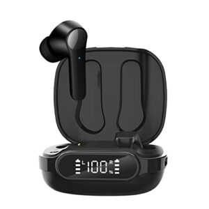 tws bluetooth 5.1 earphone wireless headset waterproof deep bass earbuds hi-fi stereo headphone working sport earphones with charging case (black)