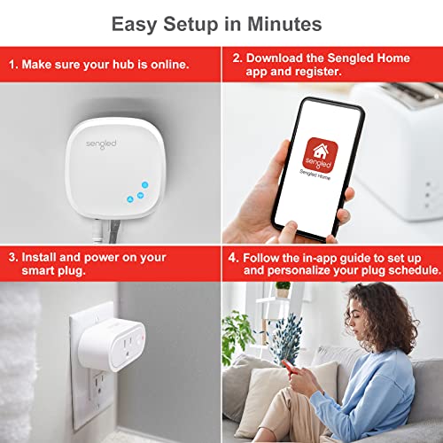 Sengled Smart Plugs, Hub Required, Works with SmartThings and Amazon Echo with Built-in Hub, Voice Control with Alexa and Google Home, 15Amp Smart Socket, Work as Zigbee Repeater, ETL Listed, 2 Pack