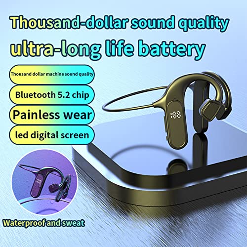 Bone Conduction Headphones Open Ear Bluetooth 5.2 Sports Wireless Earphones with Built-in Mic Noise Reduction Sweat Resistant Headset for Running Cycling Hiking Workout Gym