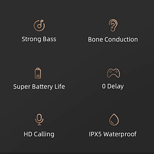 FENGCHUANG K79 Bone Conduction Earphones, 5.0 Wireless Bluetooth Headphones, IPX5 Waterproof Headest with Microphone, Wireless Headset Sport Earbuds for Gym Running