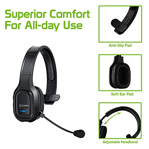 Works for Galaxy S21/Ultra/S21+/Plus/5G by Cellet PRO Wireless Headset Works for Samsung Galaxy S21/Ultra/S21+/Plus with Boom Dual V5.0 Bluetooth Plus 3.5mm 1/8 Backup Cable (Black)