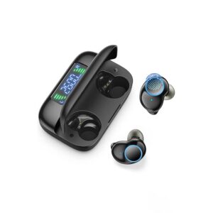 wireless earbuds bluetooth, bluetooth earbuds 145h playtime true wireless noise cancelling earbuds, bluetooth earphones earbud & in-ear headphones for android & ios waterproof w 2600mah power bank