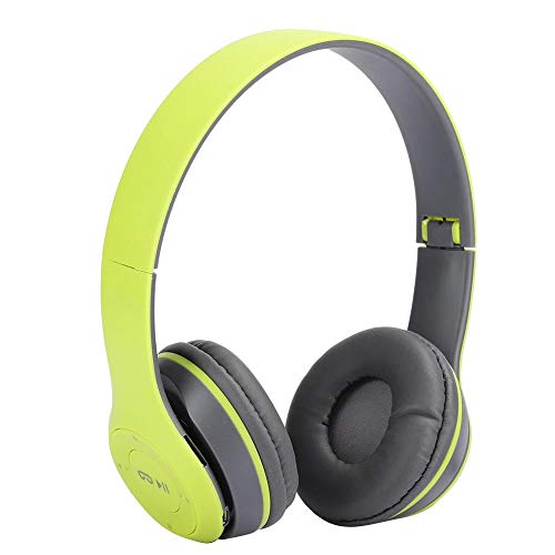 Bewinner1 Wireless Bluetooth Headset, Mobile Phones Computers Tablets Noise Reduction Headset with Memory Card Slot Over-Ear Headphones for Listening Music Watching Movie Playing Games(Green)