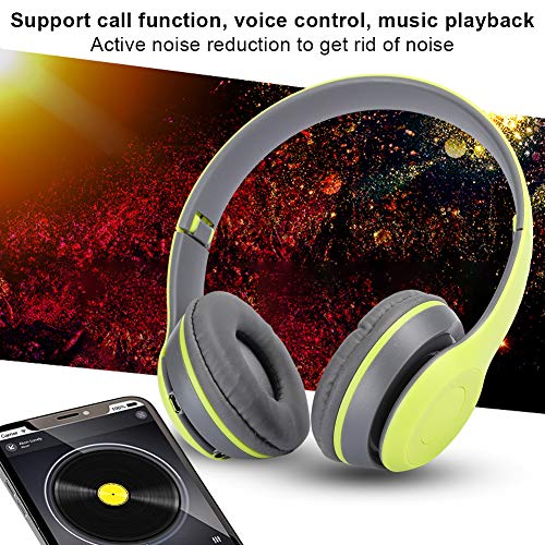 Bewinner1 Wireless Bluetooth Headset, Mobile Phones Computers Tablets Noise Reduction Headset with Memory Card Slot Over-Ear Headphones for Listening Music Watching Movie Playing Games(Green)