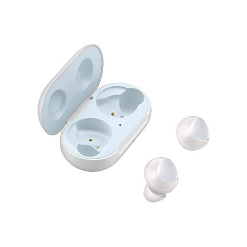 SAMSUNG Galaxy Buds 2019, Bluetooth True Wireless Earbuds (Wireless Charging Case Included), Black - International Version, No Warranty (Buds + Fast Wireless Charging Pad Bundle, White)