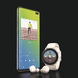 SAMSUNG Galaxy Buds 2019, Bluetooth True Wireless Earbuds (Wireless Charging Case Included), Black - International Version, No Warranty (Buds + Fast Wireless Charging Pad Bundle, White)
