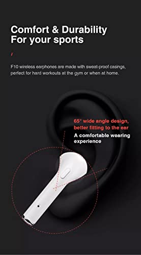 Tradencia Wireless Earbuds Bluetooth 5.0 Earphones IP65 Waterproof with Charging Case, 24H Music Playback 100H Standby Time, White