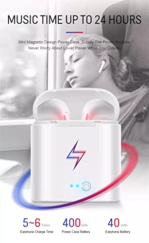 Tradencia Wireless Earbuds Bluetooth 5.0 Earphones IP65 Waterproof with Charging Case, 24H Music Playback 100H Standby Time, White