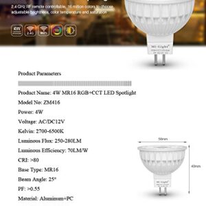 LGIDTECH FUT104 Miboxer 4W MR16 Led 2.4GHz Bulb Spotlight GU5.3 Socket AC/DC 12V RGB+CCT Color and Temperature Changeable Dimmable,But Single Bulb Wouldn't Work.Controller and Hub is Sold Separately