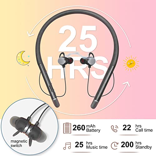 #OJ49zP Bluetooth Neckband Headphones Colorful Design Hd Stereo Clear Sound Sporty and Ergonomic Neck Hanging Design