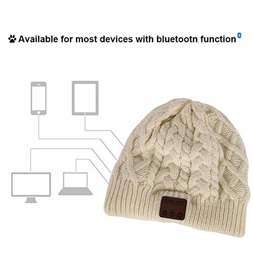 BearsFire Wireless Music Beanie Hat with Bluetooth Headphones Speaker Mic Winter Warm Skull Running Knit Cap for Men Women