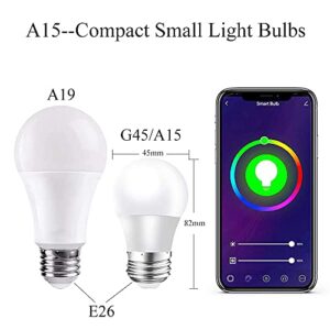 DOGAIN Small Smart Light Bulbs E26 Base A15 RGB Color Changing Light Bulb Compatiple with Alexa Google Home, WiFi LED Light Bulb Dimmable 500LM 40W Equivalent(Only 2.4GHZ), 2 Pack