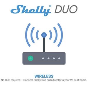 Shelly Duo, WiFi Smart Bulb, Warm Light, No Hub Required, iOS Android Enabled, Alex and Google Compatible, MQTT Enabled, 2500K to 6500K, 10W-800LM, E26 Bulb Base, 1 Pack
