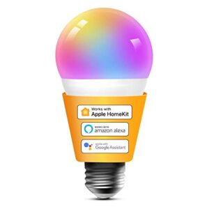 refoss smart bulbs works with apple homekit, color changing smart light bulbs compatible with siri, alexa and google home, a19 led bulb, e26 fitting, 2700k-6500k dimmable, 9w 810 lumens,1 pack