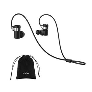 cck bluetooth headphones wireless earbuds sports best running earphones hi-fi stereo noise cancelling sweatproof for gym workout exercising in ear headsets computer iphone android (black), s,m,l