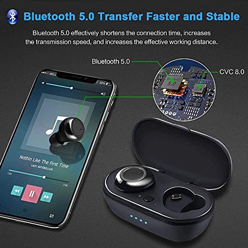 SUPERKKY Bluetooth Headset, 5.0 Wireless Headset 140 Hours Battery Life, in-Ear Earbuds IP7 Waterproof Headset, Enhanced bass, Bluetooth Sports Headset high-Definition Microphone, LED Display, Black