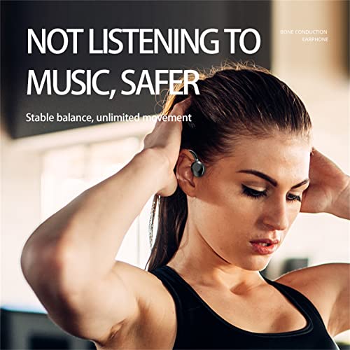 Wireless Bone Conduction Headphones, Open Ear Sports Bluetooth Headset,Built-in Mic and IPX5 Waterproof Certified for Workouts, Night Running, Cycling (Black)