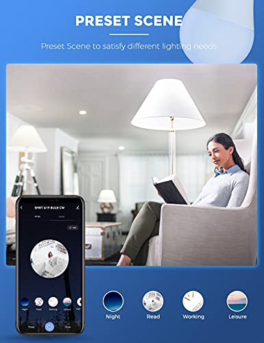 LOHAS Smart Light Bulb Work with Alexa, Google Home & Siri, A19 WiFi LED Bulb Daylight 5000K, 9W 60W Equivalent, Dimmable, 850LM