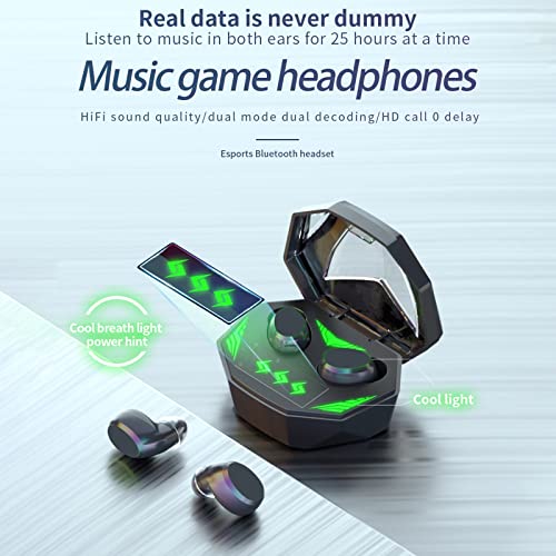 Wireless Bluetooth Headset, Low Latency Glowing Gaming Headset, Binaural Stereo Smart Noise Reduction, for Sport, Gaming