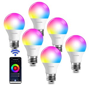 dalattin tuya smart led bulb,rgbww wifi light bulbs,color changing light bulb,smart light bulbs that work with alexa &google assistant,a19 e26 rgb alexa light bulb,9w(60w equivalent) 800 lumen,6pack