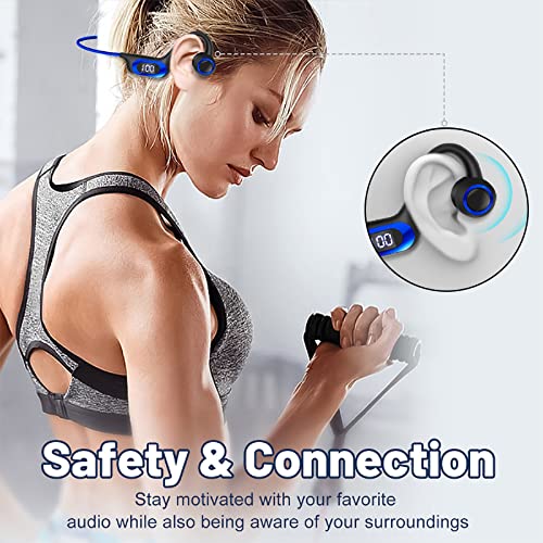 Charella #BcVAd0 Air Conduction Headset Wireless Bluetooth Headset Sports Running Power Digital Display