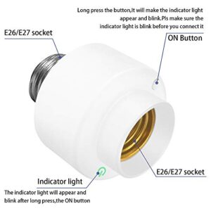 Bahong Smart WiFi Light Socket,Smart Home Mini Socket,E26/E27 Lamp Bulb Adapter with APP Remote Control Timer,Wireless Remote Control Lamp Holder,Only Support 2.4GHz Network (1PC)