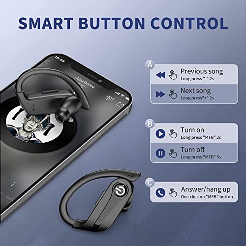 Ear Buds Wireless Bluetooth Earbuds Bluetooth Headphones 72H Playtime 950mAh Charging Case Digital LED Display Over-Ear Earphones IPX7 Waterproof Bluetooth Headset with Mic for Sport/Work/Gaming