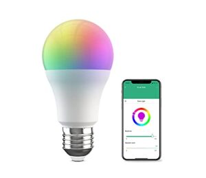 broadlink smart bulb, 10w rgb dimmable wi-fi led smart light bulbs color changing a19 800lm, works with alexa, google home, siri and ifttt, no hub required (1-pack)