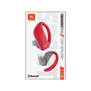 JBL ENDURANCE PEAK - True Wireless Earbuds, Bluetooth Sport Headphones with Microphone, Waterproof, up to 28 Hours Battery, Charging Case and Quick Charge, Works with Android and Apple iOS (red)