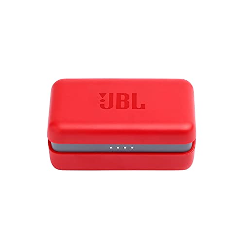 JBL ENDURANCE PEAK - True Wireless Earbuds, Bluetooth Sport Headphones with Microphone, Waterproof, up to 28 Hours Battery, Charging Case and Quick Charge, Works with Android and Apple iOS (red)