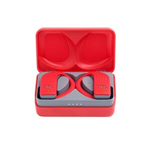 JBL ENDURANCE PEAK - True Wireless Earbuds, Bluetooth Sport Headphones with Microphone, Waterproof, up to 28 Hours Battery, Charging Case and Quick Charge, Works with Android and Apple iOS (red)