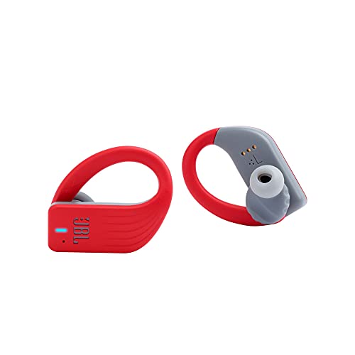 JBL ENDURANCE PEAK - True Wireless Earbuds, Bluetooth Sport Headphones with Microphone, Waterproof, up to 28 Hours Battery, Charging Case and Quick Charge, Works with Android and Apple iOS (red)