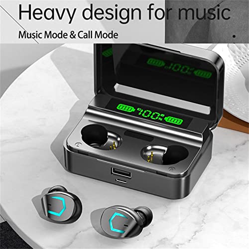 HiFi Bluetooth Earbuds, Digital Display Touch-Control,Intelligent Noise Reduction LED Intelligent Digital Display, 8D Stereo Sports Earbuds