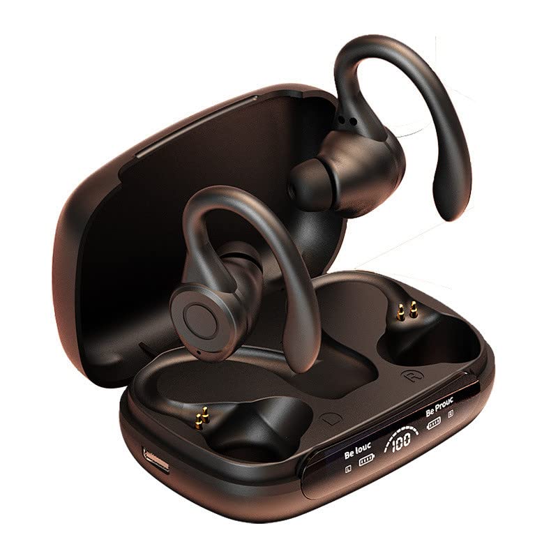 Hi-Fi TWS-Headphones with Ear Hooks for Training Sport - Digital Display Wireless Earphones - Bluetooth 5.3 Inaudible Earbuds Headset