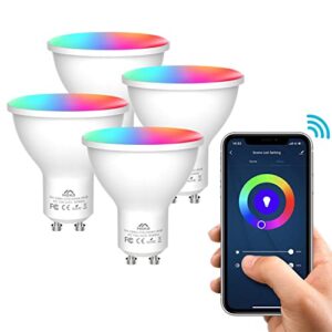 moko smart wifi led spot light bulb 5w gu10 dimmable spotlight rgb + cool + warm light work with alexa echo,google home,compatible with smartthings, voice/app control, timer, 2.4ghz network, 4 pack