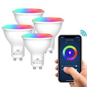 MoKo Smart WiFi LED Spot Light Bulb 5W GU10 Dimmable Spotlight RGB + Cool + Warm Light Work with Alexa Echo,Google Home,Compatible with SmartThings, Voice/APP Control, Timer, 2.4GHz Network, 4 Pack