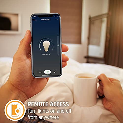 Energizer Connect Smart A19 LED Warm White Light Bulb with Voice Control and Remote Access Through Your Smartphone | Compatible with Alexa and Google Assistant, 4 Pack
